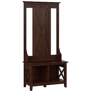 Bush Furniture Key West Hall Boom met Schoen Opbergbank in Bing Cherry