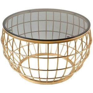 JLVAWIN Salontafel ronde glazen salontafel goud moderne bijzettafel voor woonkamer kleine bijzettafel glas, duurzaam en stevig, hoge nachtkastjes van 45 cm (afmetingen: 70 x 70 x 45 cm)