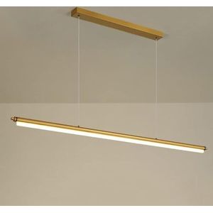 TONFON Gouden lineaire kroonluchter met acryl kap, metalen fluit hanglamp moderne LED lange buis plafondlamp for keukeneiland woonkamer slaapkamer nachtkastje eetkamer hal hanglamp (Color : White lig