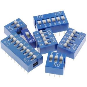 Rode en blauwe tuimelschakelaar, 2,54 mm afstand, DIP-wijzerplaat, codeschakelaar 1 2 3 4 5 6 7 8 9 10 12-polig, snelschakelaar, 20 stuks (blauw, 10 stuks, 5p)