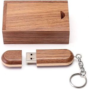 HOZYALE USB Flash Drive Tweekleurige Kleur Hout USB 2.0 Memory Stick Pen Drives met Houten Doos (64GB, Tan)