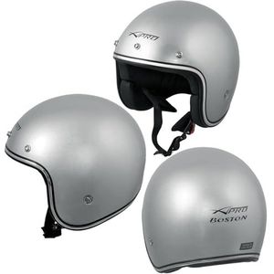 A-Pro Motorhelm Jet, ECE 22-05 goedgekeurd, zilver, Custom Roller Naked stijl, maat S