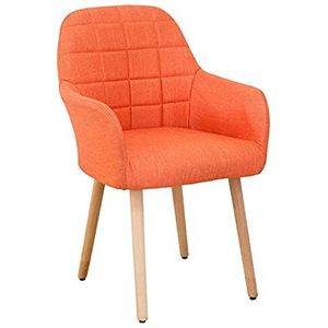 GEIRONV 1 Stuk Moderne Eetkamerstoel,voor Thuis Woonkamer Slaapkamer Lounge Stoel Katoen Linnen Massief Hout Bureaustoel 57×48×82cm Eetstoelen (Color : Orange, Size : 57x48x82cm)