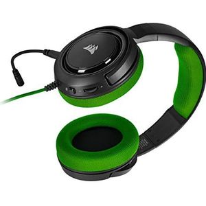 Corsair HS35 Stereo Gaming Headset (50 mm Neodymium luidsprekers, Afneembare unidirectionele microfoon, Vederlicht design, voor PC, XBOXOne, PS4, Nintendo Switch en mobiele apparaten) Zwart/Groen