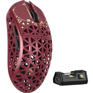 MAMBASNAKE M5 Ultra Carbon Fiber 8000Hz Draadloze Gamingmuis Met Tot 42.000 DPI, PAW3950MAX Sensor, 39g Ultralicht, Nordic 52840 Chip, 2,4GHz Draadloos/BT/Bedraad, voor PC/Xbox/PS/Mac - Rood