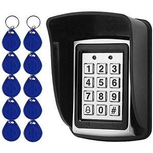 YAVIS Metalen codeslot voor deuropening Access Control Keypad 125 kHz EM-kaartlezer + 10 RFID-sleutels + waterdichte regenhoes voor deurtoegangscontrolesysteem