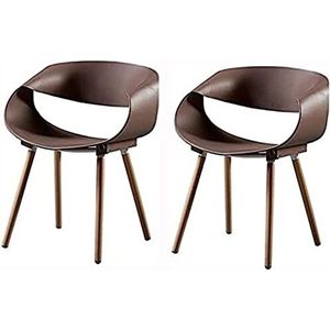 GEIRONV Moderne eetkamerstoel set van 2, for woonkamer bureau terras kantoor keuken stoelen vrije tijd kunststof zitting houten poten rugleuning stoel Eetstoelen (Color : Khaki, Size : 46x45x81cm)