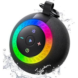 UOHHBOE Badkamer Bluetooth-luidspreker Draagbare Kleine Muziekdoos IPX7 20W Bluetooth 5.4 TWS Stereogeluid 24H Afspeeltijd 5 RGB-Modi Geschikt voor Badkamers Zwembaden Buiten en Huizen