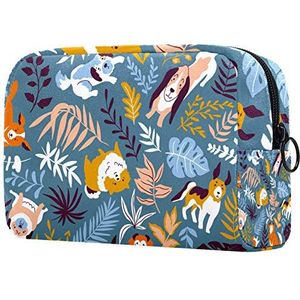 Dames Make-up Tas Meisje Cosmetische Tassen Toilettas Organizer Pouch met Rits Blauwe Hond Dier