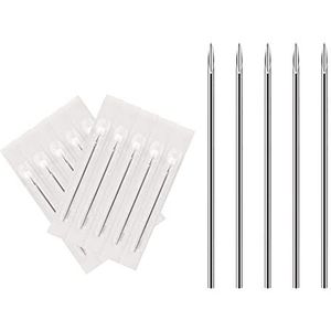 ATOMUS 10 stuks Lichaamspiercingnaalden 16G roestvrij staal steriele wegwerpbare oorneus, navel, tepel, lippiercingnaalden