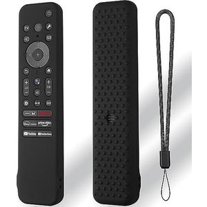 Siliconen hoes voor Sony RMF-TX810U RMF-TX811U RMF-TX910U afstandsbediening, schokbestendige antislip beschermhoes met sleutelkoord (zwart)