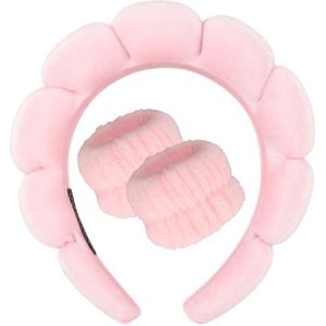 DRESHOW Spa Hoofdband voor Wassen Gezicht Polsband Pak Spons Zachte Badstof Make-up Huidverzorging Anti-slip Hoofdband voor Vrouwen