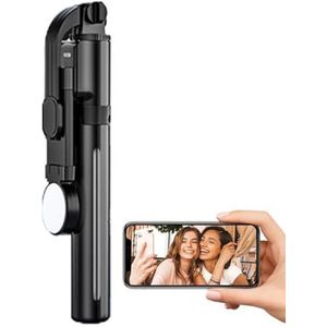 BIGUD Uitschuifbaar Selfie Stick-statief, Selfie Stick voor telefoon - Draagbaar reisstatief met afstandsbediening - 360 graden schermrotatie Selfie Stick met Beauty Fill Light Cadeau voor