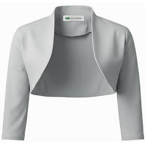 Bolerose 3/4 Mouw Formeel Getailleerd Bolero Shrug (Zilver, XS)