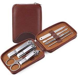 DXIA Manicure Pedicure Set Nagel Clippers, Draagbaar RVS Nagel Clipper 8 Stuk Set,Multifunctionele Manicure& Pedicure Beauty Set,Clipper Vinger Nagel Trimmen Tool met Lederen Reizen Case