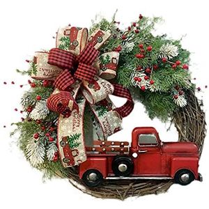 SIYANO Kerst Nieuwe Magenta Truck Kerstkrans, Boerderij Deur Opknoping Nummer, Kerst Decoratie Truck Krans