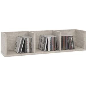 CARO-Möbel CD DVD plank Stars wandrek hangrek met 3 opbergvakken in betonlook, decoratierek