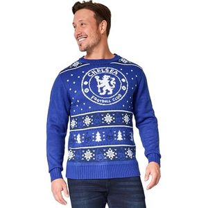 Chelsea FC Kersttruien voor heren en tieners, warm, knusse voetbal-kersttrui, M-3XL - Chelsea-cadeau voor heren (Blauw, M)