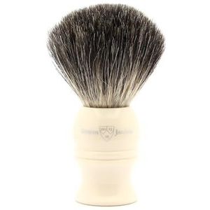 Edwin Jagger 1EJ337 Klassieke Pure Dassenhaar Handgemaakte Exfoliërende Scheerborstel voor Kwaliteit Schuim met Scheercrème of Scheerzeep voor Mannen en Vrouwen (Imitation Ivoor)