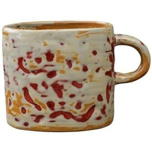 QINYUML Handgemaakte vintage keramische koffiemok met handvat, 350 ml, aardewerk theekop voor kantoor en thuis, magnetron- en vaatwasmachinebestendig voor verjaardag Vaderdag, Kerstmis, Moederdag