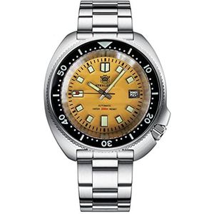 STEELDIVE SD1974 Gele Wijzerplaat Zwarte Keramische Bezel Duiken Horloges Lichtgevende NH35 Automatische 200 m Rvs Sport Horloge, stalen band