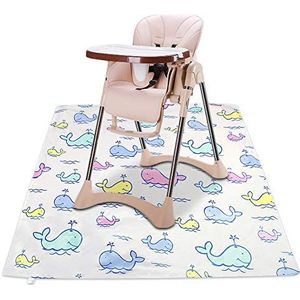 Kinderstoel Splash Mat Baby, Waterdichte Antislip Voeden Splat Mat Vloer Tafel Protector Cover (110 cm* 110 cm - Vierkante haai)