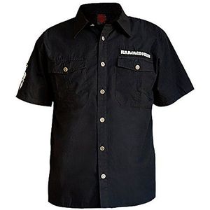 Rammstein Herenhemd met korte mouwen, officiële band Merchandise Fan shirt, zwart, zwart, XXL