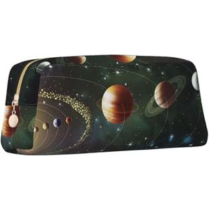 ZaKhs Outer Space Galaxy Universe Print Etui Grote Capaciteit Pen Case Draagbare Potlood Pouch voor Mannen Vrouwen, Goud, Eén maat, Tas Organizer