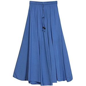 FEOYA Dames Maxirok Elastische Taille Lange Rok Zomerrok Elegante Katoenen Plooirok voor Het Werk Vrije Tijd Vakantie