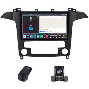 Android autoradio geldt voor Ford S-MAX S MAX 1 2006-2015Wireless Carplay Android Auto,9 inch 2.5D touchscreen auto radio met GPS navigatie stuurwiel afstandsbediening(NF-2)
