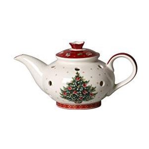 Villeroy & Boch Toy‘s Delight Decoration theelichthouder koffiepot, wit/rood, 16 x 9,5 x 9 cm