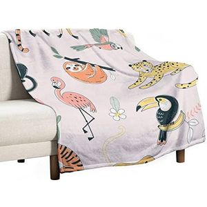 Jungle Dieren Flanel Deken Pluche Gezellige Fuzzy Deken Gooi Deken voor Bank Bed 50""x60