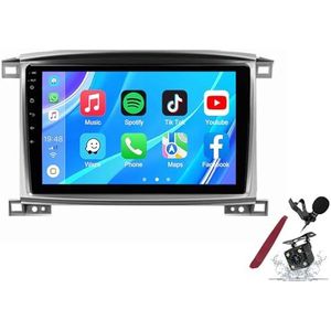 Android 14 Autoradio Sat Navi voor T-oyota LC100(2002-2007) 9 Inch Touchscreen Multimedia Speler met Draadloze Carplay GPS Navigatie FM RDS Bluetooth 5G-WiFi SWC DSP,M400s