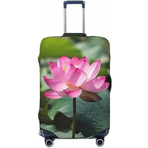 AdaNti Roze Lotu Bloemen Print Reizen Bagage Cover Elastische Wasbare Koffer Cover Bagage Protector Voor 18-32 Inch Bagage, Zwart, S
