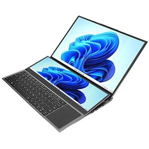 Laptop met Dubbel Scherm, 14-inch Laptop met Aanraakscherm en Gesplitst Scherm 100-240V 32GB 256GB voor Entertainment (EU-stekker)