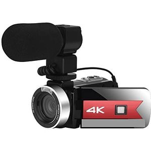 Videocamera, 56MP Video Camera 4K Vlog Camcorder for Live Stream Webcam Nachtzicht 16X Zoom Fotografie Digitale Recorder(No SD Card,With Microphone)