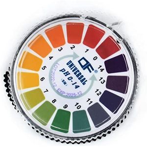 1 rol pH-teststrips, 5 m/rol, meetbereik 0-14, pH-papier, drinkwater op rol, lakmos-indicator, universeel papier, verzuring, lichaamsbepaling, pH-waarde, zuurtest