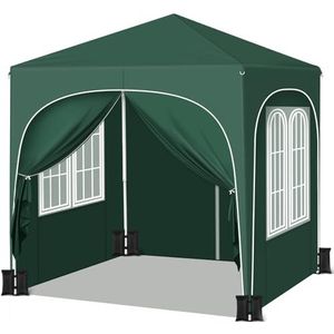 WOLTU Paviljoen met 4 zijpanelen, 4 zandzakken, vouwpaviljoen, 2 x 2 m, met halve maandak, draagtas, tuinpaviljoen, waterdicht, stabiel, uv-bescherming, partytent, outdoor, in hoogte verstelbaar