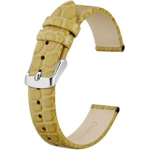 INEOUT Lederen Horlogeband For Dames Vrouwen 8mm 10mm 12mm 14mm 16mm 18mm 19mm 20mm Vervanging Band Roestvrij Gesp (Color : Wheat-Silver, Size : 8mm)