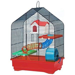 decorwelt Hamsterkooi rood buitenmaten 40 x 25,5 x 54 knaagdierkooi hamster plastic kooi voor kleine dieren kooi met accessoires