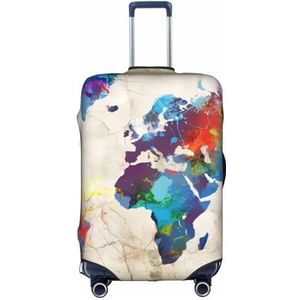 OPSREY Afrikaanse Wilde Dieren Olifant Gedrukt Koffer Cover Reizen Bagage Mouwen Elastische Bagage Mouwen, Abstracte wereldkaart, XL
