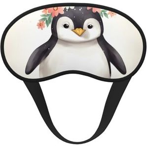 Pinguïn dragen bloemen slaapmasker voor zijslaper, lichtblokkerende nachtmaskers voor slapen oogmasker voor vrouwen mannen oogbedekking zachte comfortabele oogschaduw voor reizen, dutje