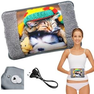 Powersell - Elektrische Warmwaterkruik | Zacht Pluche | Verlicht Spanning | Langdurige Warmte Tot 5 Uur | Hand- en Voetwarmer | Oplaadbaar | Max. Temp. 75°C, Pluche Dier