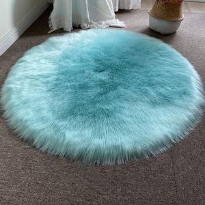 DUDUQZC Ronde pluizige grijze vloerkleden voor slaapkamer woonkamer kinderkamer, onderkant antislip wasbaar tapijt, moderne Shaggy Premium grote deken (Color : A, Size : 60 * 60CM)