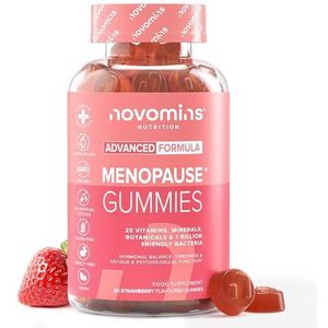 Menopauze Gummis - Menopauze Supplementen voor Vrouwen - Hormonale Balans voor Vrouwen - Post- & Perimenopauze Supplementen - met Salieblaadjes, Maca, Ashwagandha - Vegan - 60 Gummis - Novomins