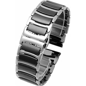 EDVENA Horlogeband Keramische riem tussen roestvrij staal 22mm 20mm horlogebandriem Compatibel met Huawei Smart Watch GT2 / Watch 2Pro / Samsung horloge (Color : Black, Size : 16mm)
