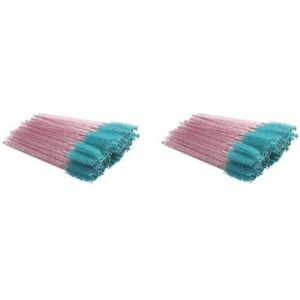 2 set van 50 Stuks Wimperborstel Valentijnsdag Zoete Wenkbrauw Pincet Removal Tool Remover Wimpers Clip Brow Borstels Rozenrood/Donkergroen