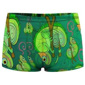 Groene kameleons met hun tong heren boxershorts sexy shorts mesh boxers ondergoed ademende onderbroek string
