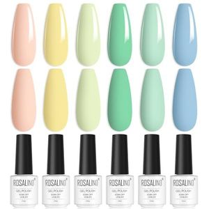 ROSALIND UV Nagellak Set, 6 kleuren Gel Nagellak Naakt Geel Groen Blauw Gellak voor Nagelstudio DIY Home