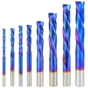 1 stks Hout Frees Up Down Cutter Blauw Gecoat 3.175/4/5/6/8/10mm Schacht CNC Carbide End Mill Spiraal Houtbewerking Gereedschap (Size : 6x6x25x50)